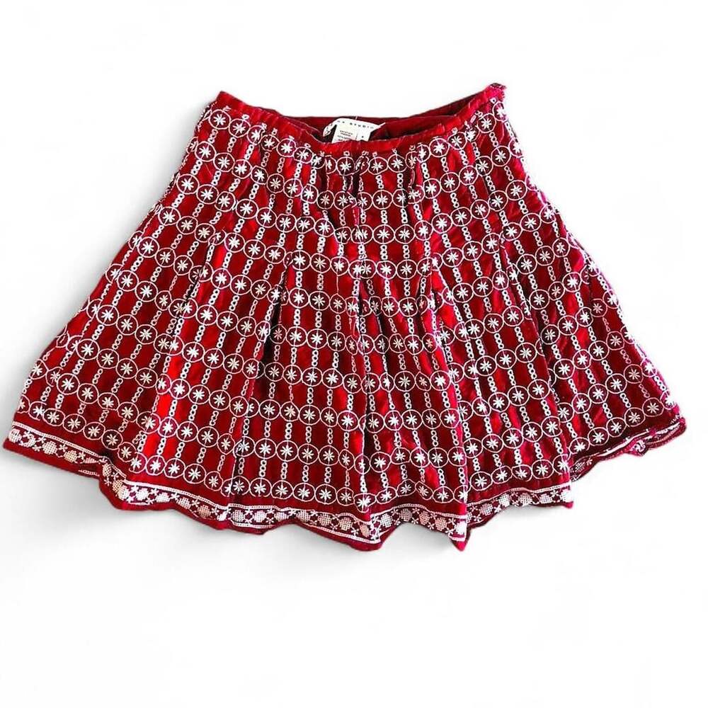 Max Studio Red Embroidered Mini Skirt Size 4